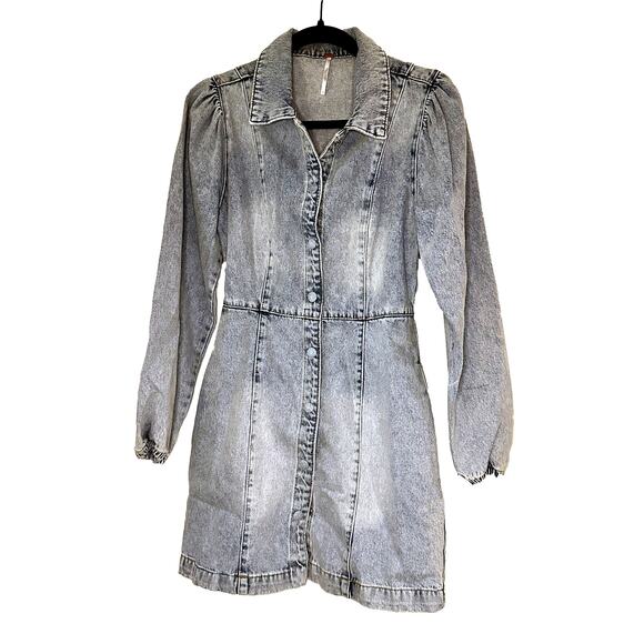 Free People - MIA DENIM MINI DRESS IN INDIGO BLUE - S - Picture 1 of 5